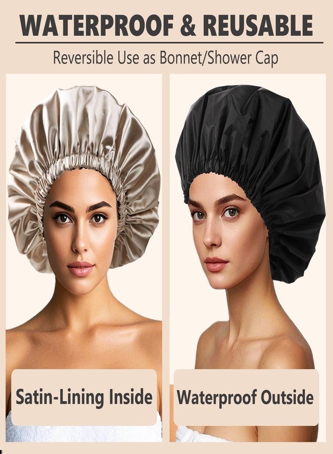 Himoswis Adjustable Shower Caps for Women Men Reusable Waterproof Large Shower Cap for Men and Women Long Hair Braids - Image 3